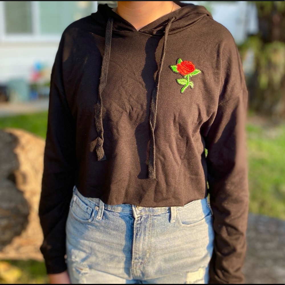 Cropped Rose Hoodie